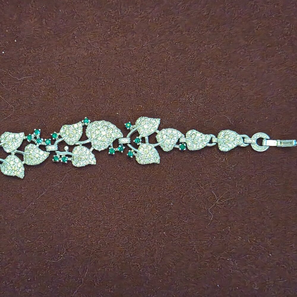 Signed Pennino Rhinestone Bracelet 7.5” Vintage 1930s–40s NY Designer Jewelry